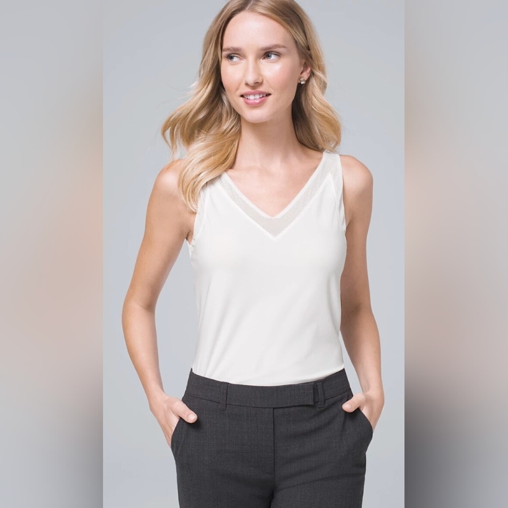 White House Black Market White Sheer Tank With Cami
